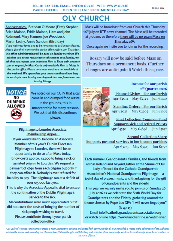 Newsletter 12 Jul 26